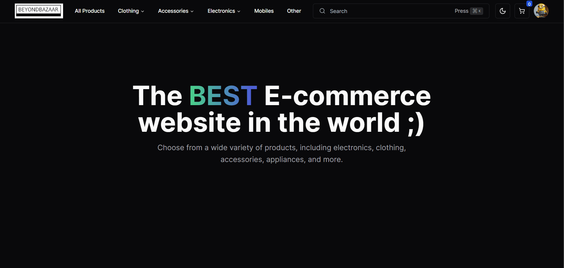 Beyond Bazaar - An E-commerce website